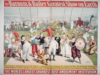 Plakat, das die Barnum und Bailey Greatest Show on Earth bewirbt